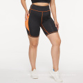 Pantalones cortos de entrenamiento de cintura alta para mujeres pantalones pantalones cortos de ciclista de contraste negro pantalones cortos de gimnasio de tamaño grande con bolsillo